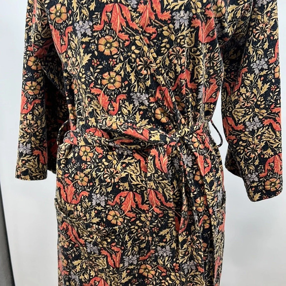 Metropolitan Museum of Art Dress Womens Small Medium Blue Gold Floral Wrap Robe - Picture 2 of 13